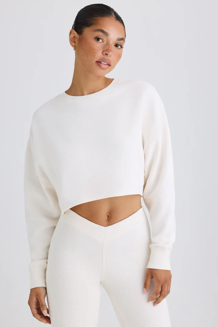 Cropped White Sweatshirt