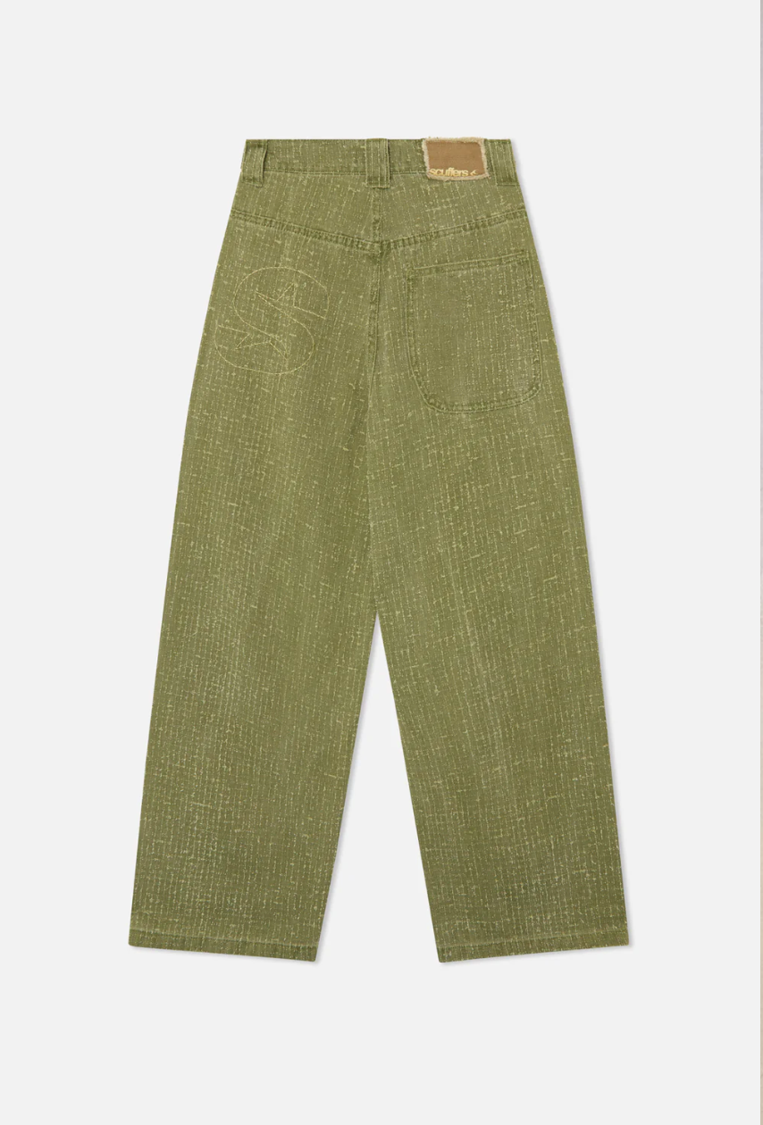 Green Stitched Pants