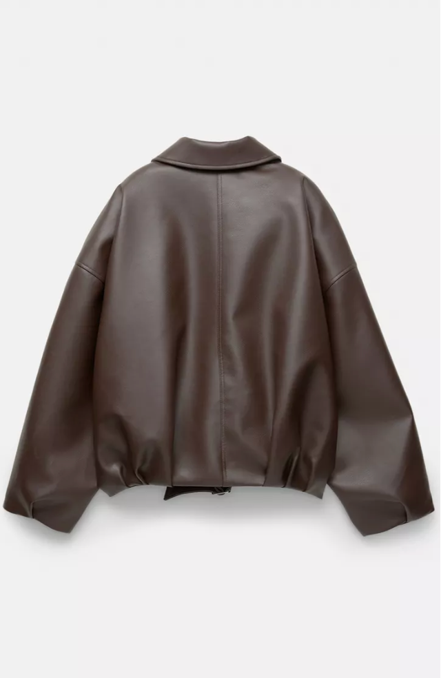 Brown Leather Bomber Jacket